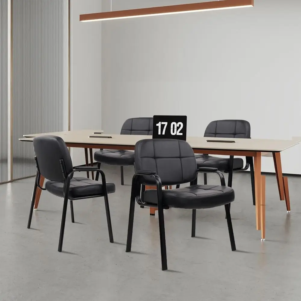 Big & Tall 500 lbs Waiting Room Gt Chair, Leather Oice Retion Chair No Wheels with Padded Arms or Elderly Home Desk Conerence Ro