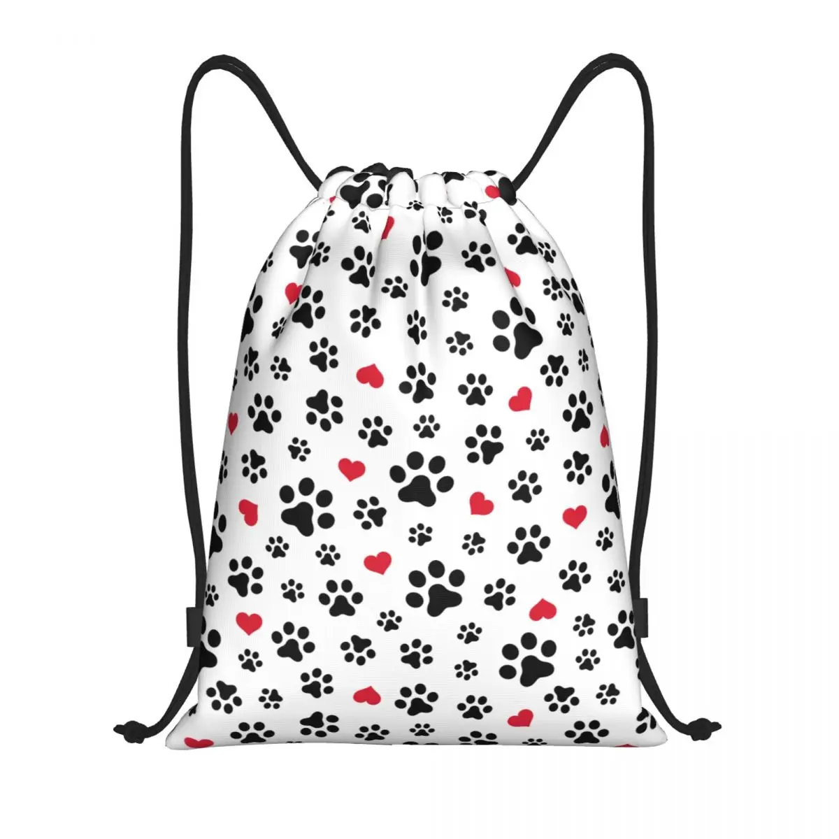 Custom Dog Paw Cat Heart Footprints Drawstring Bags Men Women Lightweight Sports Gym Storage Backpack