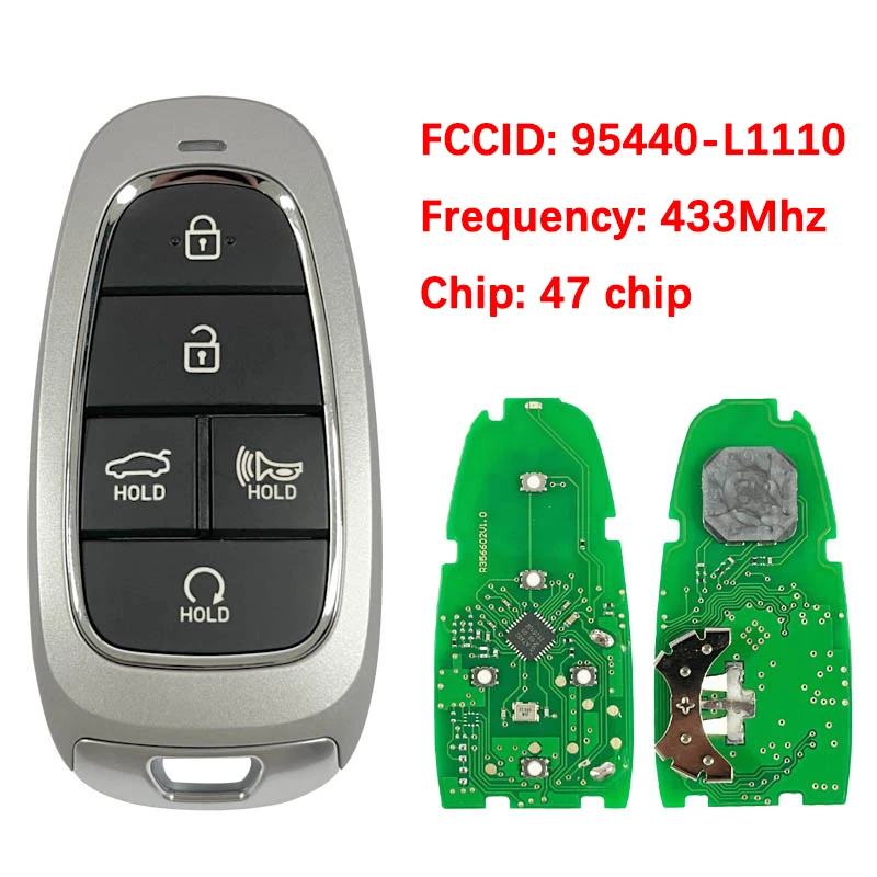 

CN020251 Aftermarket Keyless Key For Hyundai Sonata 2019-2020 Remote FOB 47 Chip 433Mhz FCCID 95440-L1110 T08-F08-4F27