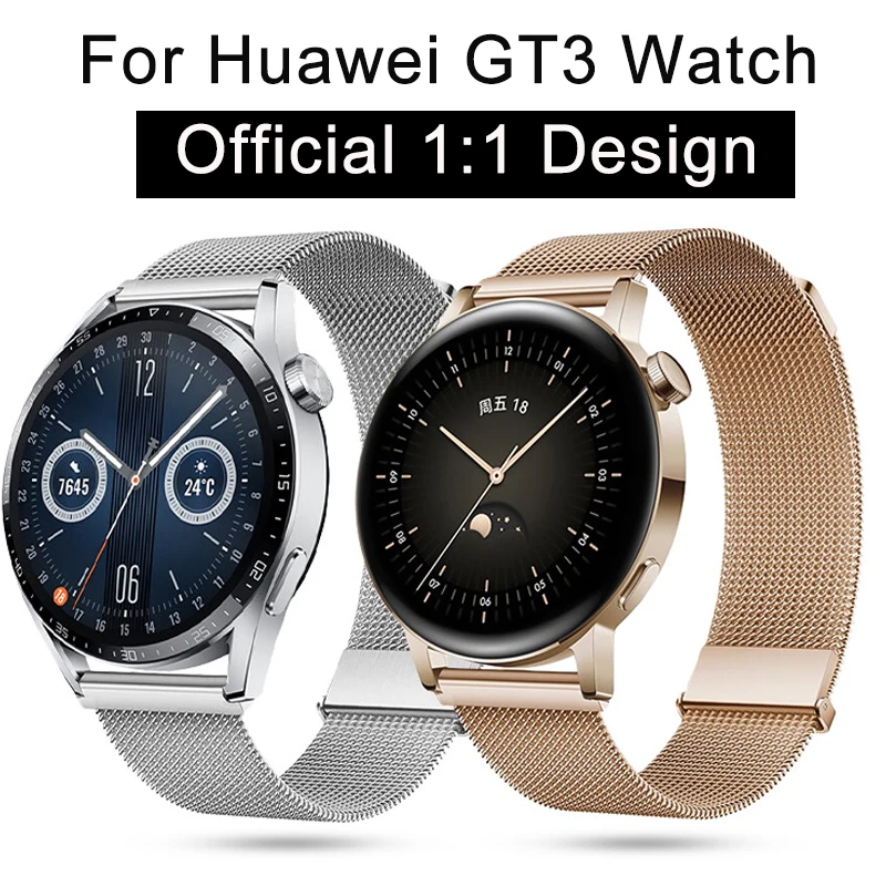 

22mm Watchband for Huawei Gt3 46 mm GT4 46mm Strap or Milanese 20mm Stainless Steel Magnetic Wristband for Gt2 42mm GT3 42mm