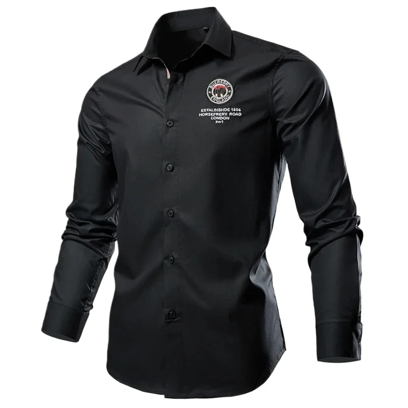 

Korean Style Clothes Mens Dress Shirt 2025 Luxury Designer High Quality Men Embroidery Long Sleeve Social Business Work Shirt