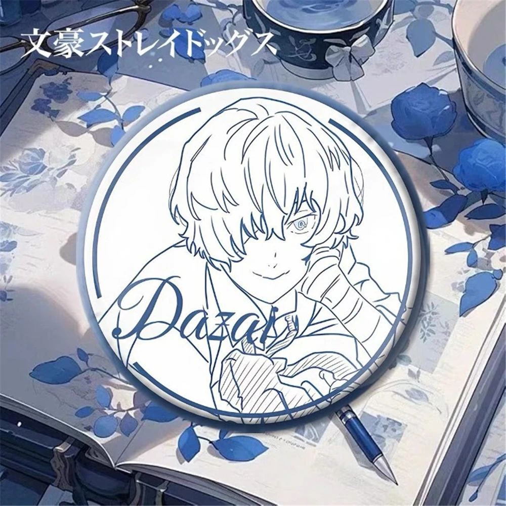 58mm Anime ‌Bungo Stray Dogs Dazai Osamu Nakahara Chuuya‌ Cosplay COSTUME Badge Pin SPTE Tinplate Brooch﻿ Prop Xmas Gift