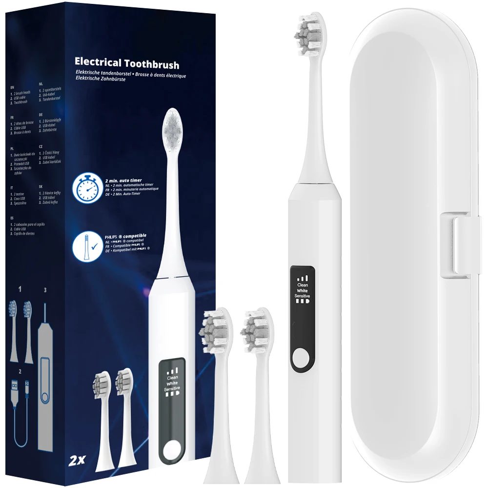 فرشاة أسنان كهربائية ذكية - 3 أوضاع ومؤقتين للدقائق، فرشاة أسنان تعمل بالطاقة قابلة لإعادة الشحن متوافقة مع رأس فرشاة Philips Sonicare #1