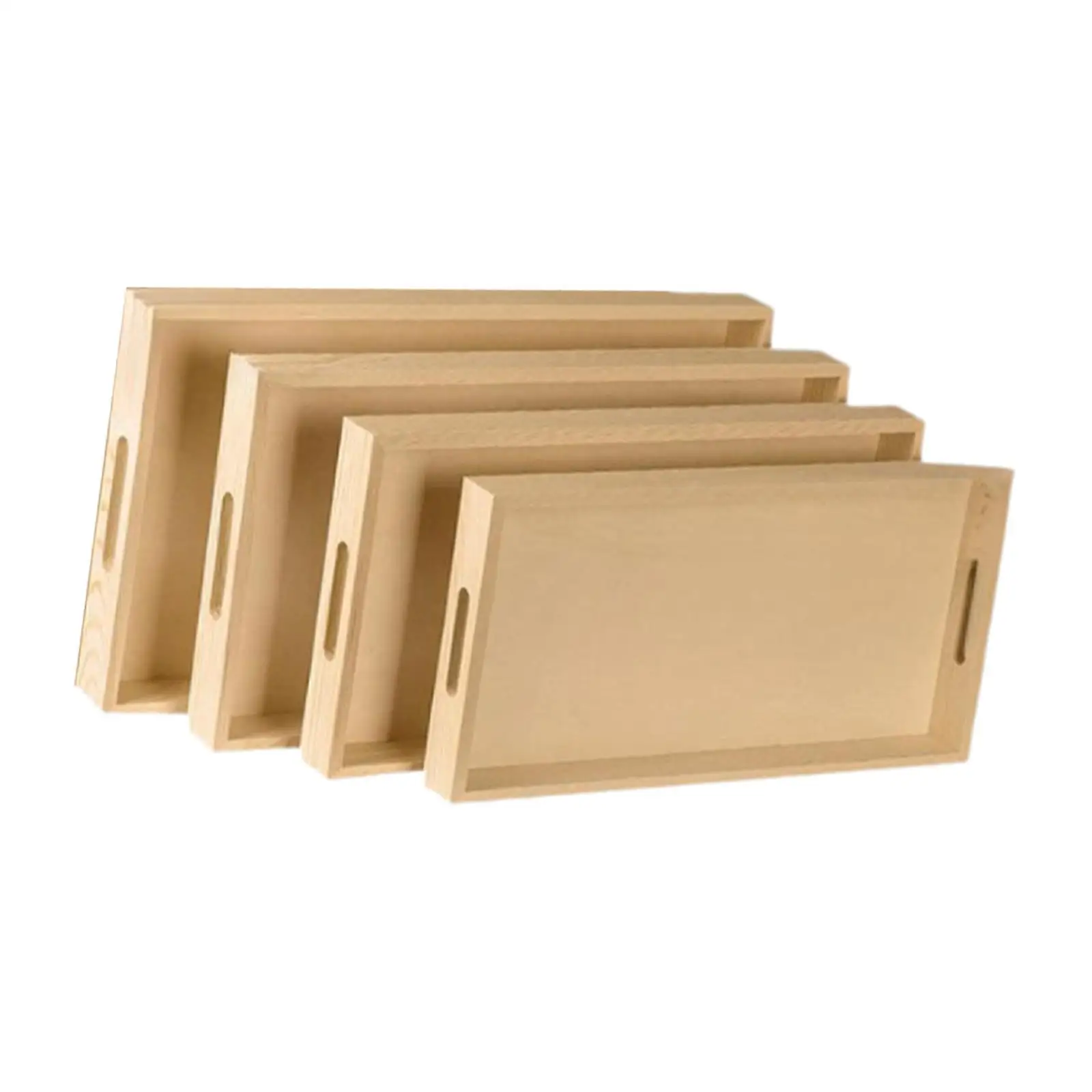 4 Stuks Montessori Dienblad Houten Dienbladen Met Handvatten Crafting Lade Houten Opbergvak Serveerschalen Voor Klaslokaal Slaapkamer