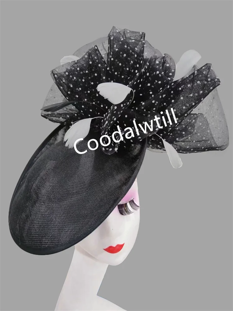 Black Wedding Fascinator Hat Women New Kentucky Derby Headpiece WOmen\'s Church Party Millinery Cap Ladies Royal Ascot Headpiece