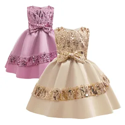 HETISO Children Princess Dress Girls Sequined Sleeveles Tutu Gown Children's Fashion Birthday Party Frocks 2 4 6 8 10 Years