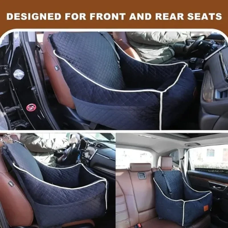 Dog car seat for small/medium dogs, luxury dog booster seat for front or rear seats,seat travel cot removable and washable