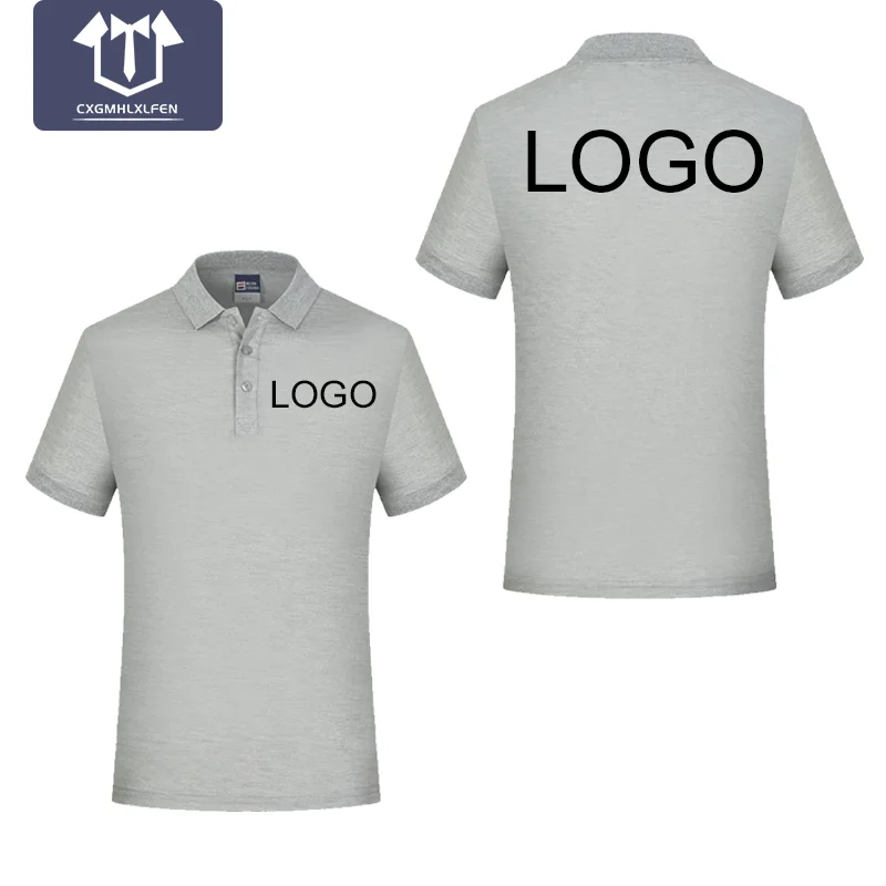 New Men\'s Short-sleeved High-end Custom Logo Embroidery Logo Pattern Casual Cotton Polo Shirt Men\'s Fashion Lapel Slim Top