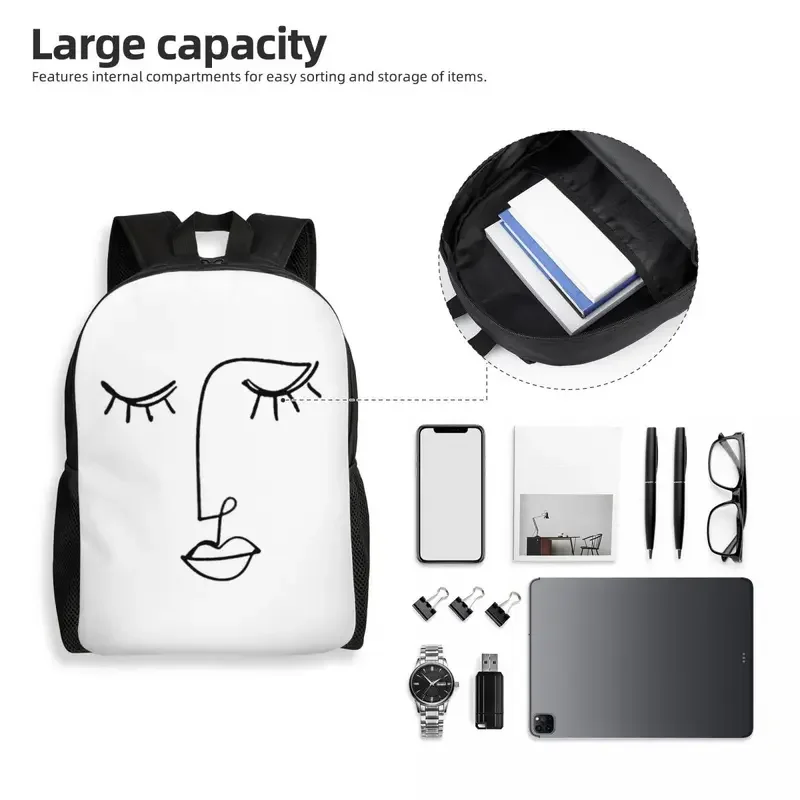 Custom One Line Face Art Backpacks for Men Women Waterproof College School Pablo Picasso Bag Printing Bookbags