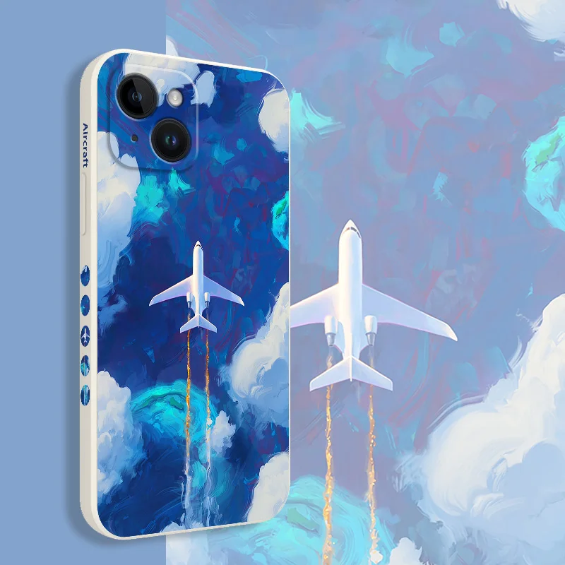 Funda de teléfono aeroplano Sky, carcasa de silicona para iPhone 16, 15, 14, 13, 12, 11, X, XR, XS, 8, 7, 6, 6S Plus, Pro Max, Mini