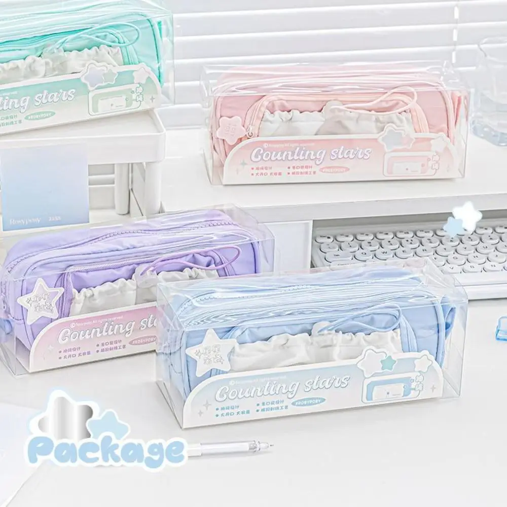 Drawstring Cream Pencil Case High Capacity Five Layers Drawstring Pen Bag Ins Sweet Large Capacity Pen Bag Student Gift