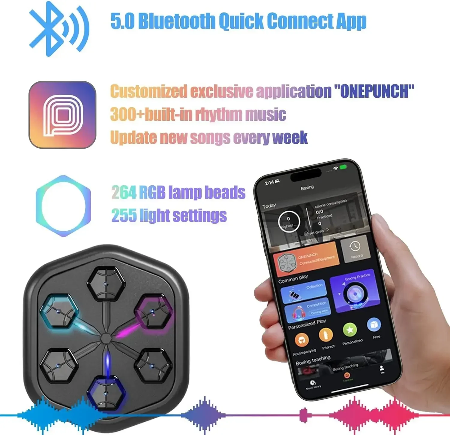 

RS ONEPUNCH Smart Music Boxing Training Machine Wall Target Relaxing Reaction Training Target Boxing Dummy Music Boxing Machine