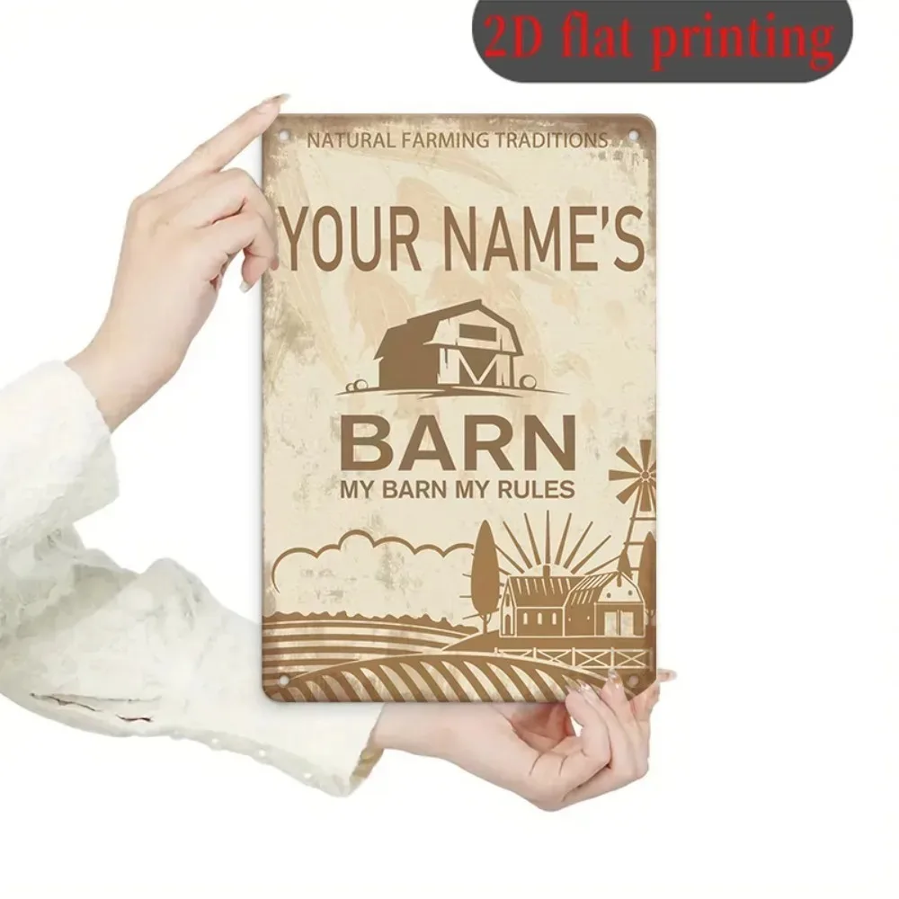 CIFbuy Vintage Farm Windmill Barn Metal Plaque,Custom Name Rural Farmhouse Wall Ornament (Only For Decoration)