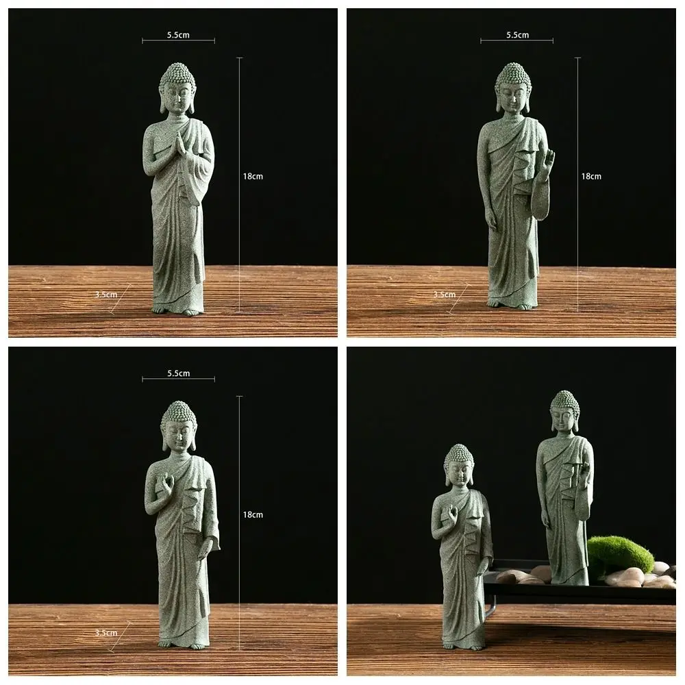 Buddhist Ornament Buddha Statue Zen Ornament Buddhist Figurines Sandstone Artwork Oriental Culture Ornament Home Ornament