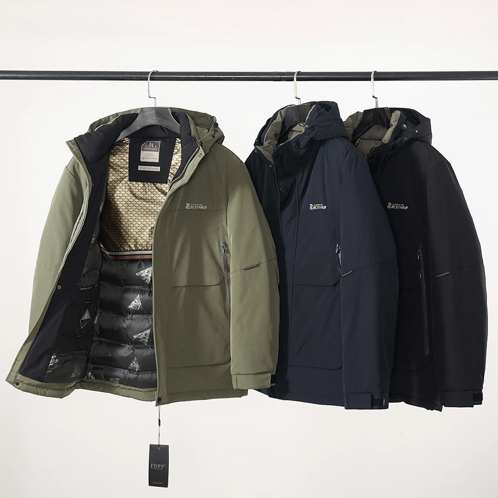 

Мужская хлопковая куртка Thiened Warmth для осени и зимы, городская, стильная, с капюшоном, на молнии, ветрозащитная, водонепроницаемая, рабочая одежда