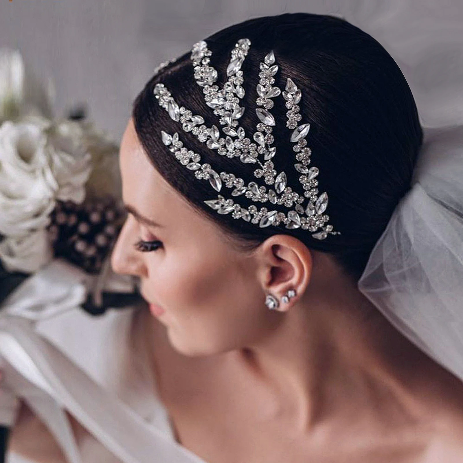 Facinator Bridal Hair Band Bride Crown Wedding Hair Accessories Rhinestone Headband Luxury Princess Crown Women Head Jewelry