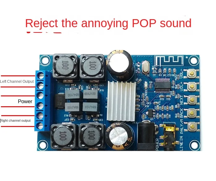 Bluetooth digital power amplifier board, dual-channel 50W * 2 audio amplifier board with shell electronic components