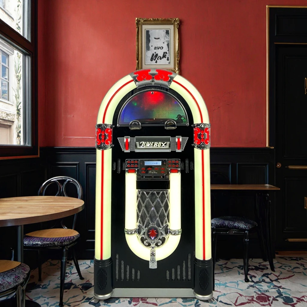 الرقمية الرجعية نمط Jukebox مشغل تسجيلات من الفينيل متعدد الوظائف محطة الموسيقى التجارية قناة ستيريو الالكترونيات الاستهلاكية