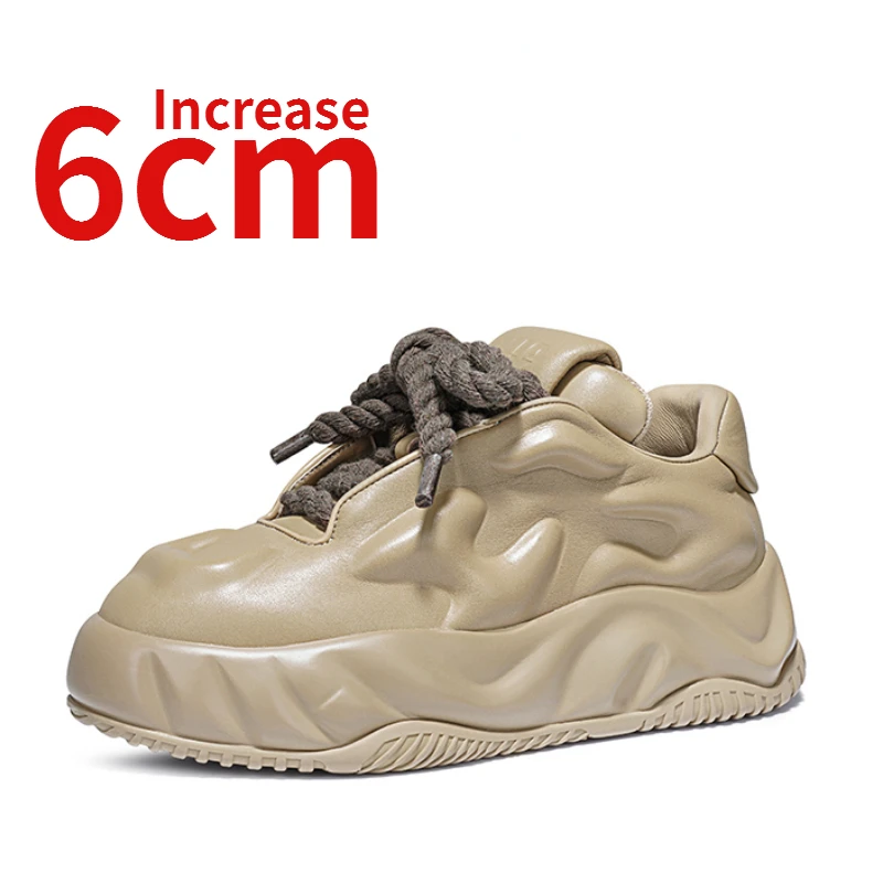 

European/American 3D Craftsmanship Design Bread Shoes for Men Increase 6cm Thick Soles Dad's Sports Shoes Couple Casual Sneakers