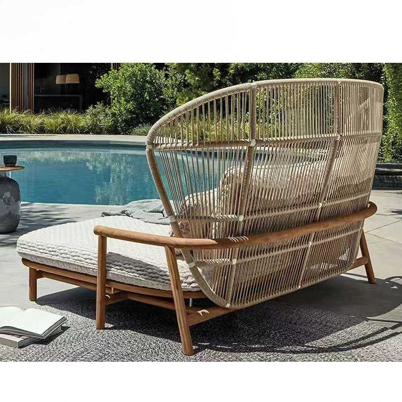 

Woven outdoor leisure chair, curved backrest, high elastic rattan, five-star hotel beach chair