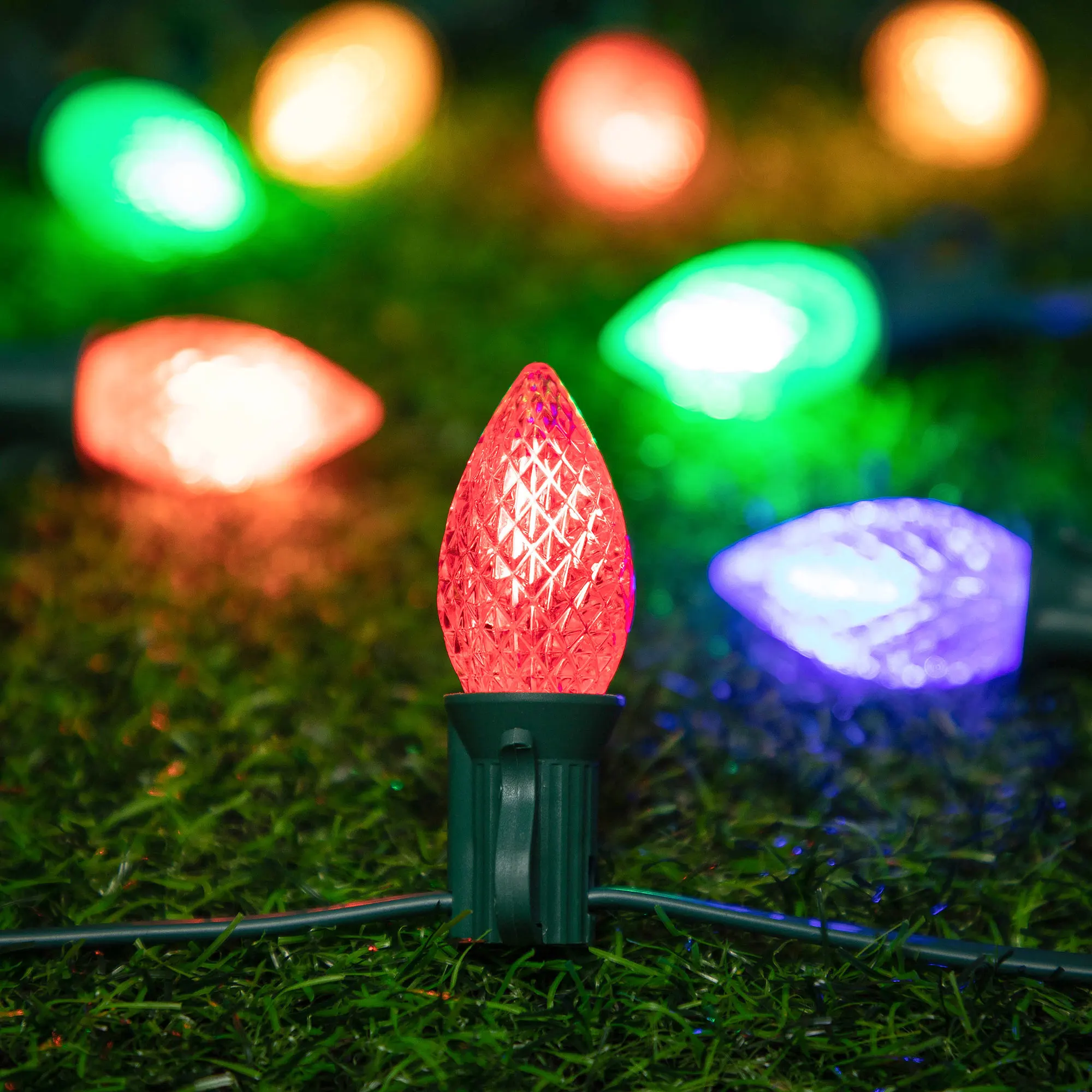 À prova dwaterproof água c7 guirlanda luz rgb morango vela lâmpada colorida ao ar livre luzes da corda de fadas para pátio festa decorações aniversário