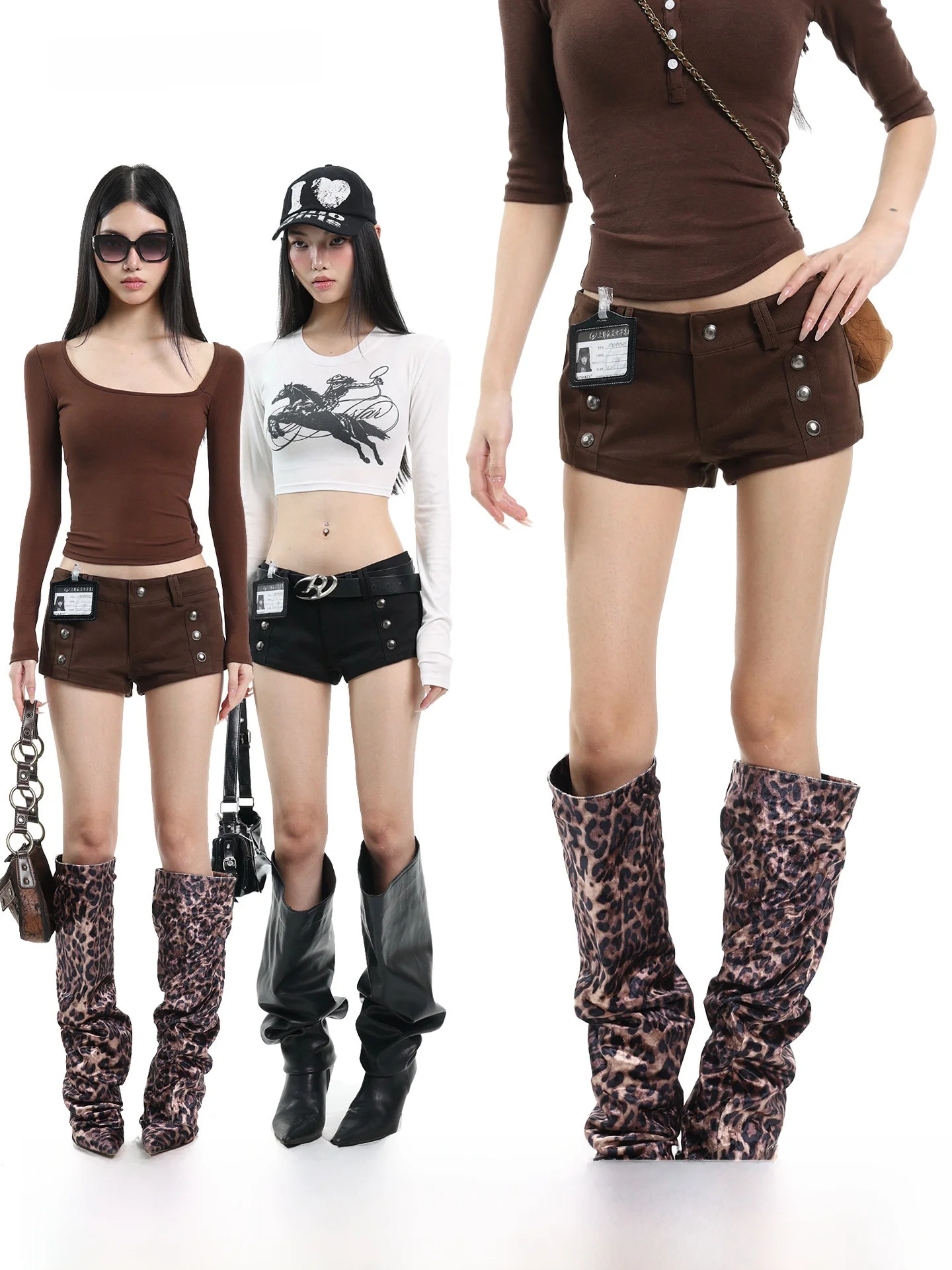 

Low Waist Double Buttoned Slim Fit ort Pants Women's Summer Hot Pants Trendy Girls Casual Jeans Uncmhisex Brand