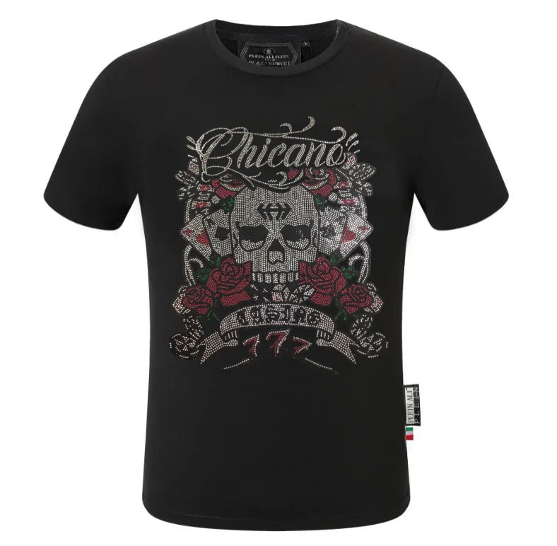 Brand Letter Rhinestones ali Plein brand Top T-shirt Fashion Round Neck
