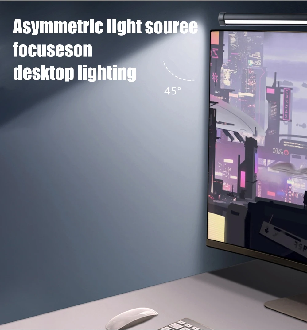 Led Monitor Light Bar Screen RGB Stepless Dimming USB Ambient Lights Desk Lamp for Computer Reading Gaming Lighting Eye-Care