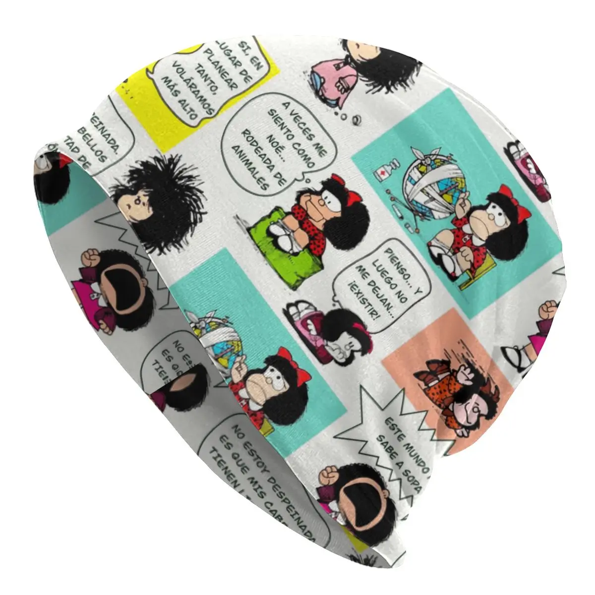 Manga Quino Mafalda Beanies Caps For Men Women Unisex Cool Winter Warm Knit Hat Adult Kawaii Cartoon Bonnet Hats