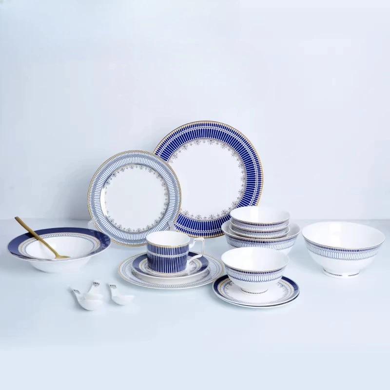 Ceramic steak flat salad plate rice bowl, European bone china western tableware, household tableware