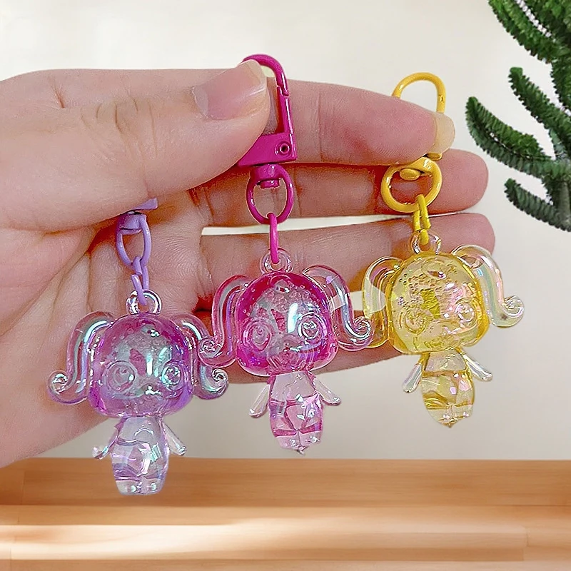 1 Piece Cartoon Bling Dog Animal Keychain Key Ring For Friend Lovers Cute Creative Bag Car Earphone Box Key Accessories