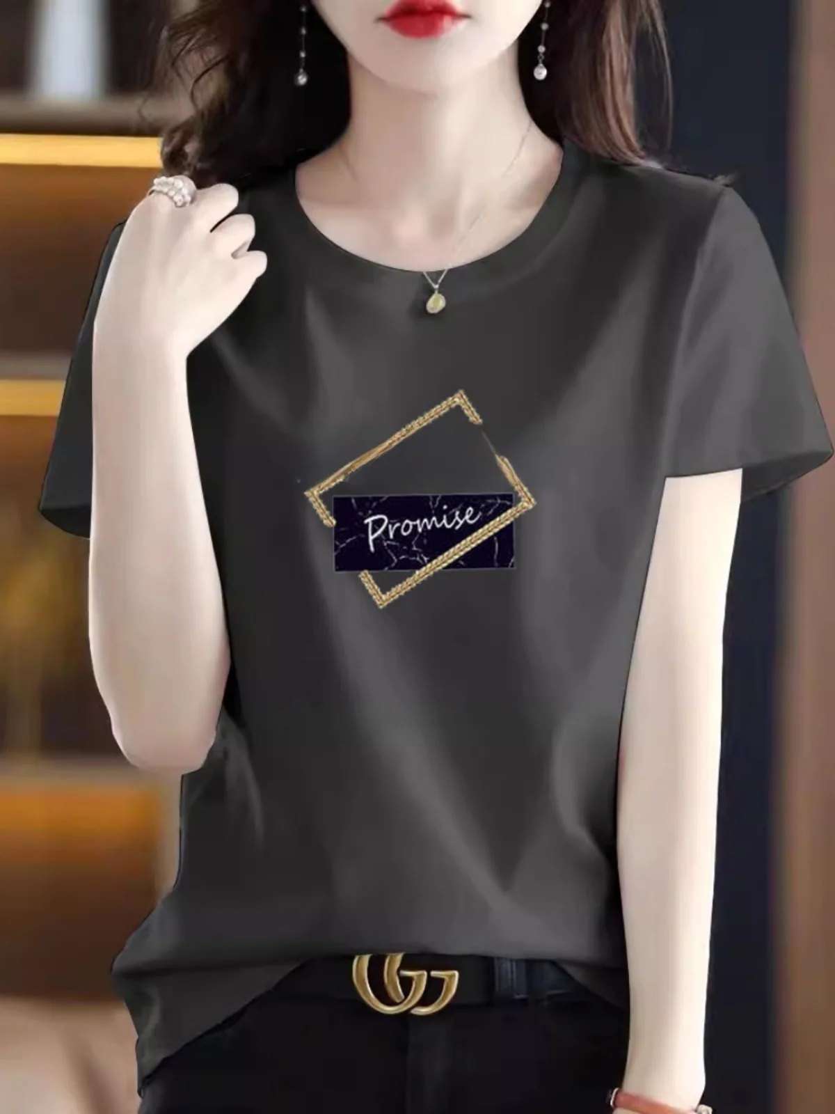 

Off-Season Pure Cotton Short Sleeve T-Shirt Summer New Style Simple Korean Version Loose Women's Large Size Inner Wear