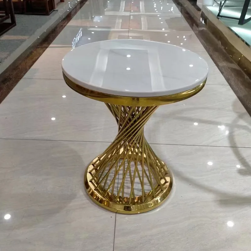 Living room home furniture round center table marble coffee tables modern luxury golden coffee table