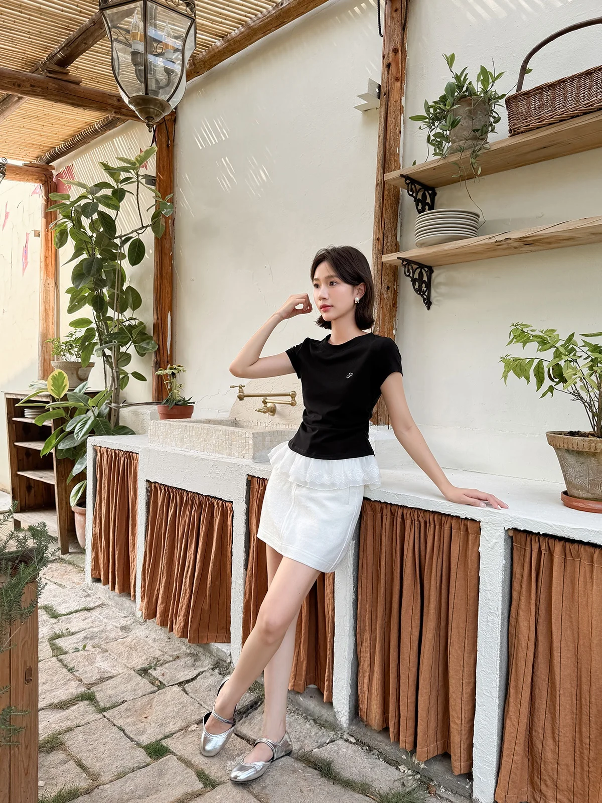 

Белая юбка А-силуэта Chantilly Tea Par French Sle для женщин, модная, для ранней осени, с эффектом похудения, с высокой талией