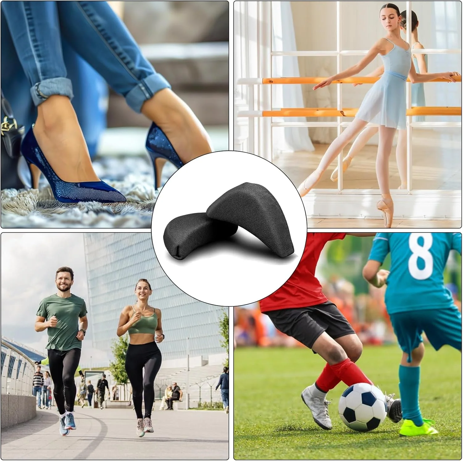 8 Stück Vorfuß-Einsatzpolster, Zehenstopfen, weicher Schwamm für High Heels, Schmerzlinderung, reduziert Schuhgrößenfüller für zu großes Schuhzubehör – Detail 6