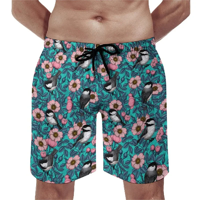 Homens e Crianças 3D Animais Pássaros Impressão Calções de Praia Cool Swim Trunks, Streetwear Calções de Borda, Nova Moda, Verão, Bonito, Harajuku