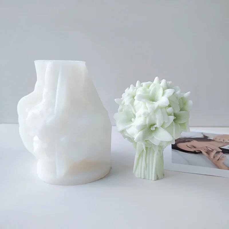 Silicone lily bouquet mold candle soap and silicone crafts elegant white flower design home decoration making tools