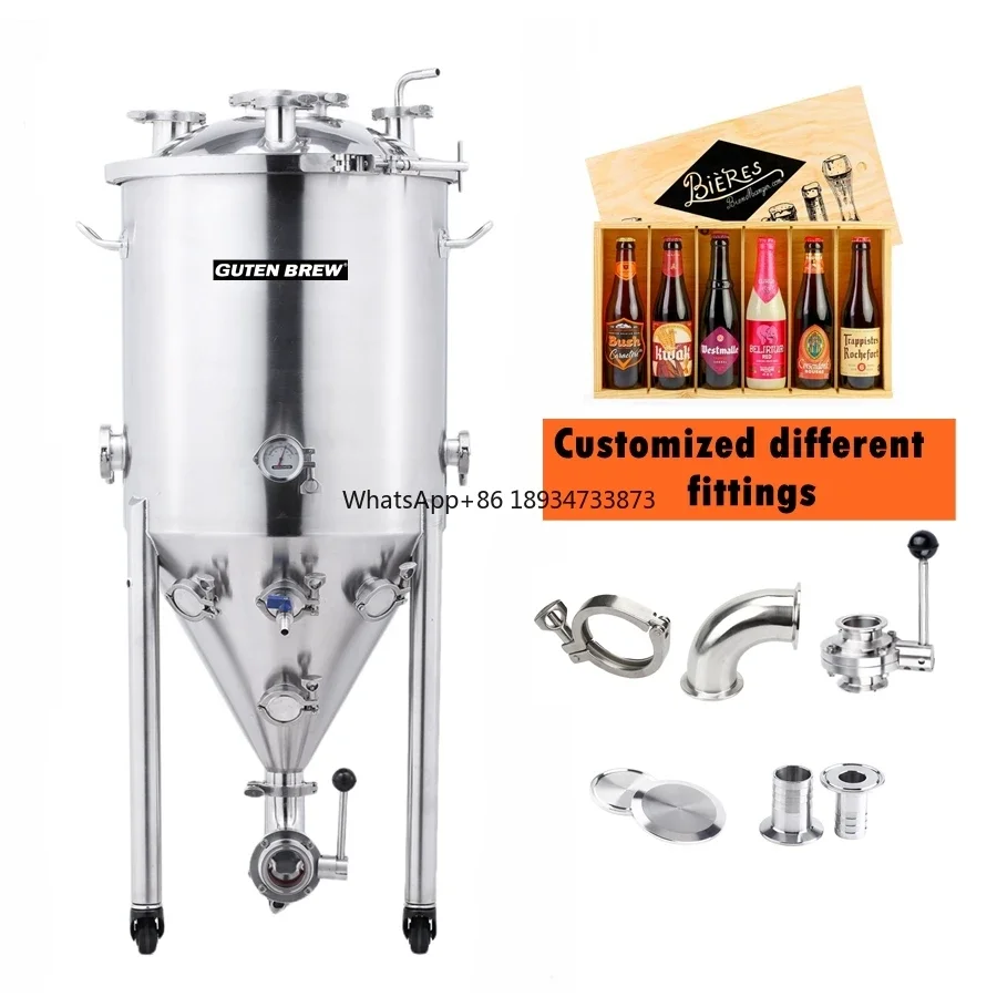 Stainless steel 304 Conical Fermentor 30L-105L Tank Fermenter with Chiller for home brewing Beer fermentation tank