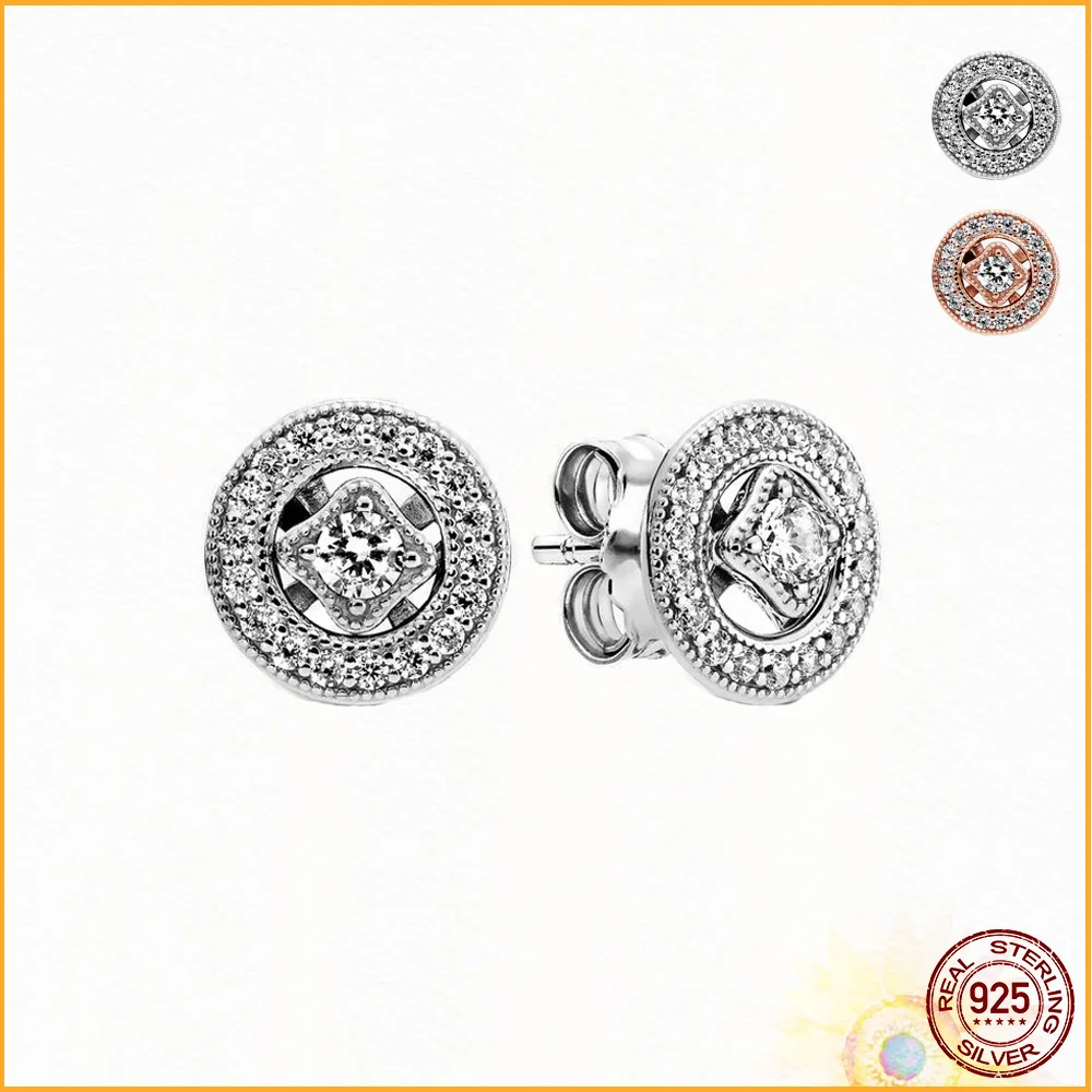 

New 925 Sterling Silver Vintage Circle Study Earrings Women's Date Anniversary Wedding Selection Jewelry Fashion Jewelry