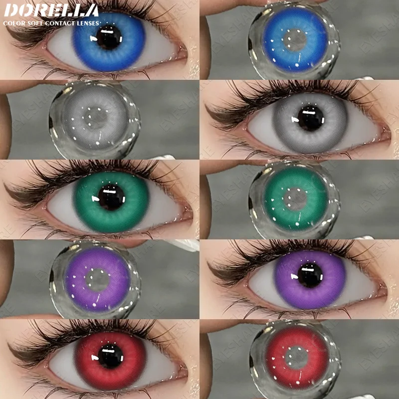 D\'ORELLA 1Pair Fashion Color Contact Lenses for Eyes Colored Lenses Purple Lenses Blue Lenses Green Eye Lenses Yearly Eye Lenses