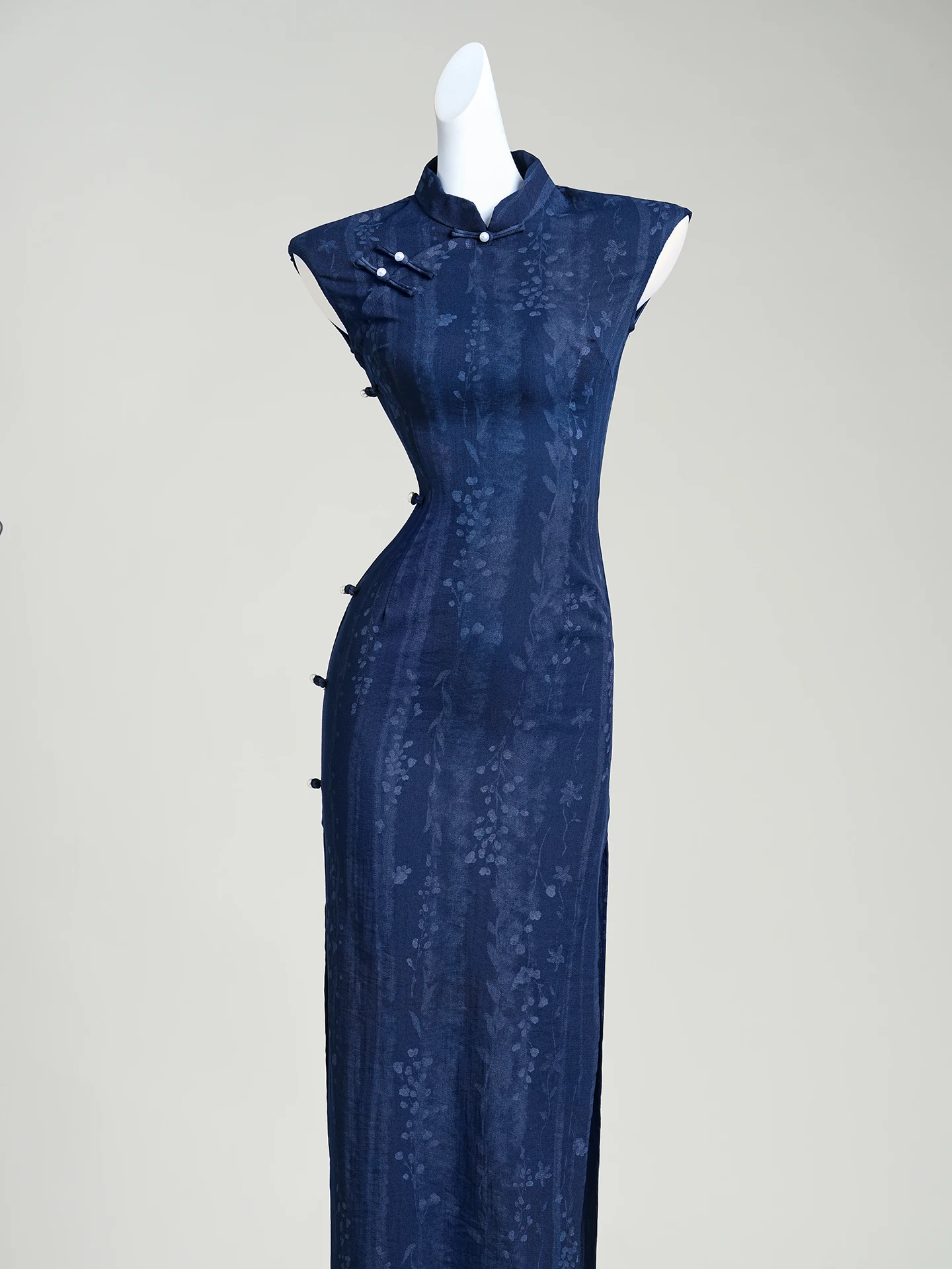 

Синее винтажное платье в новом китайском стиле, улучшенная классическая версия, артистичное, стройнящее, средней длины, для повседневной носки