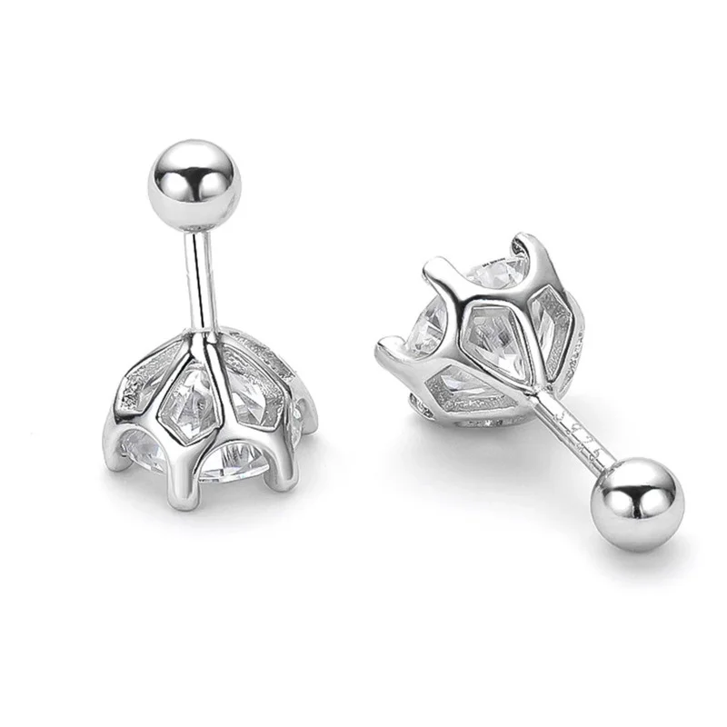 BIJOX STORY 0.5-2ct Mosonite Screw Stud Earrings D-color Solid Sier Diamond Suitable For Women\'s Wedding Exquisite