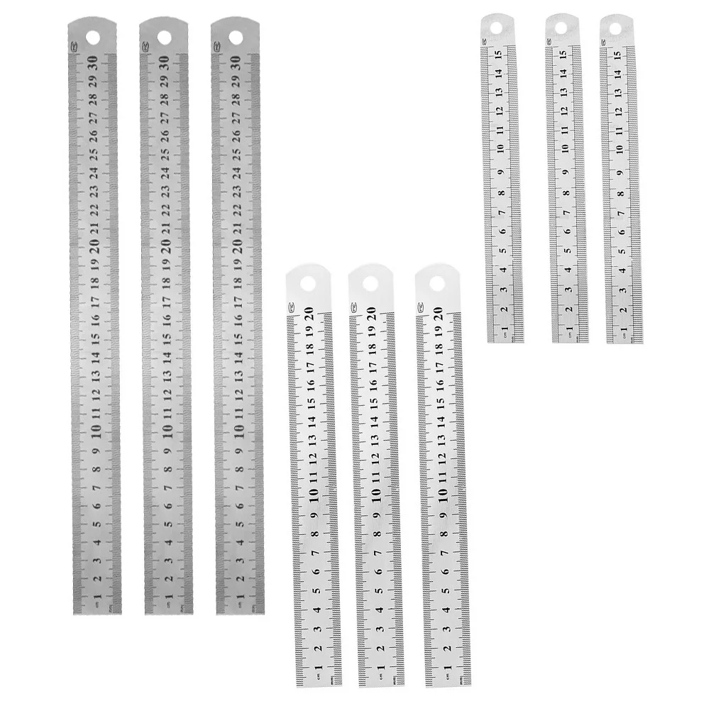 9pcs Stainless Steel Ruler 15Cm Short Scale Measuring Tool For School Office Drawing Math Geometry Student Stationery Metal