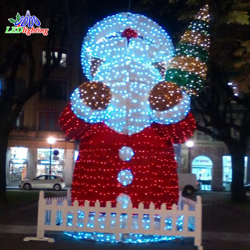 

Custom. Santa Claus LED outdoor lighted sculptures led 3D motif light for shopping mall decoration