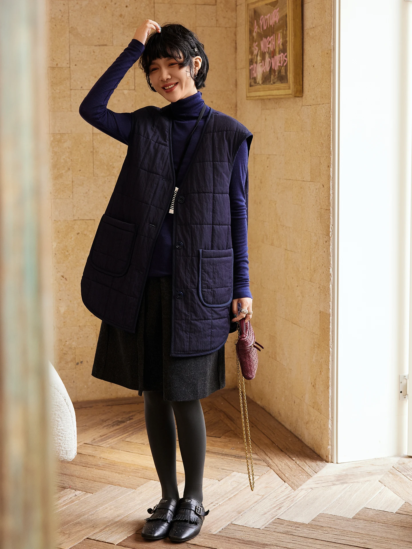 

Sli Faionable многослойный жилет женская осенняя верхняя одежда 2025 новый модный жилет Svel Ele Commute из смеси хлопка