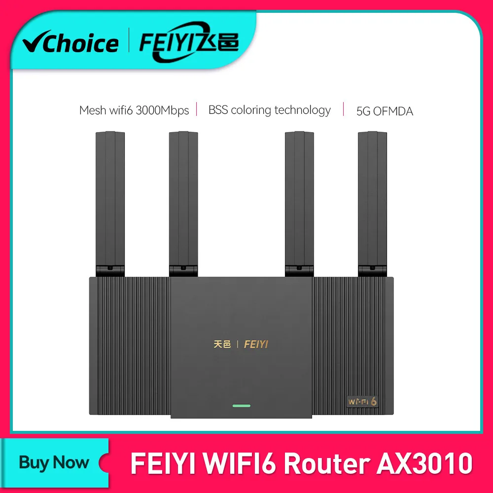 FEIYI AX3000 Router Mesh WiFi Gigabit WIFI 6 3000Mbps 2.4G 5GHz Dual Band Wireless Signal Amplifier Repeate