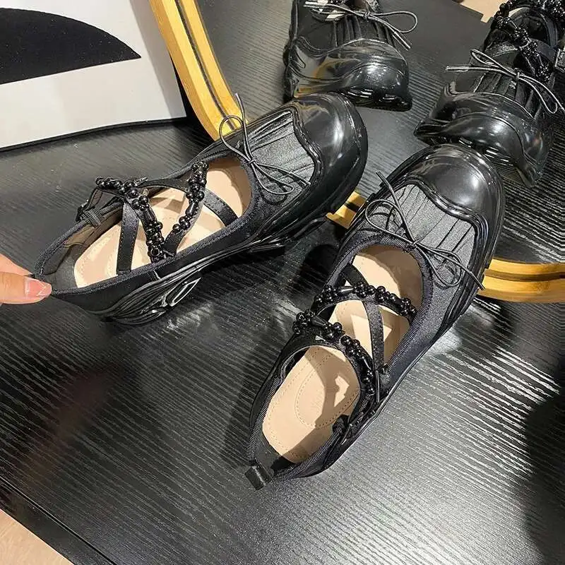 

Осенняя массивная женская спортивная обувь, модные кроссовки на платформе с мелким узлом-бабочкой, женские повседневные туфли на плоской подошве, уличная обувь Мэри Джейн