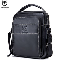 bullcaptain Cowhide Men's One Shoulder Oblique Span Small Bag Retro Style Vertical Square Wrap Head Layer Cowhide Men's Bag
