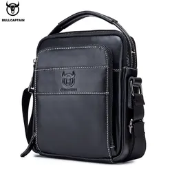 bullcaptain Cowhide Men's One Shoulder Oblique Span Small Bag Retro Style Vertical Square Wrap Head Layer Cowhide Men's Bag