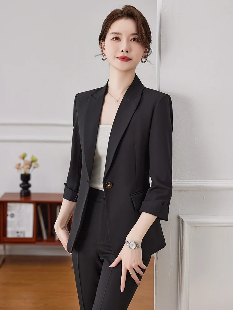 White Suit Jacket Women's 3/4 Sleeve Summer2024New High-End Interview Business Wear Small Suit Suit